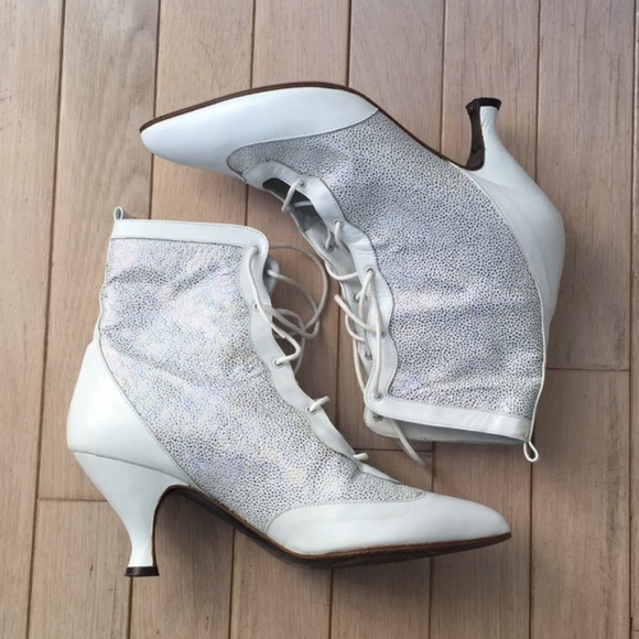 Peter Fox Shoes - Peter Fox White Boots with silver texture